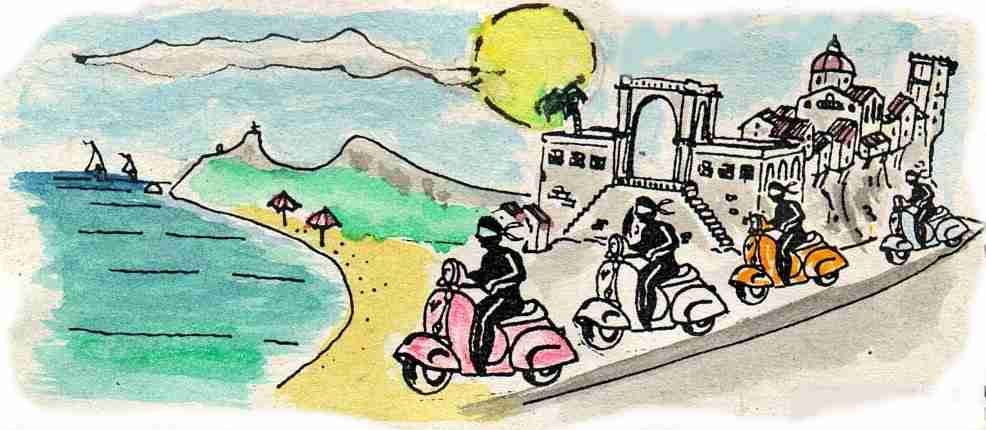Quattromori in Vespa